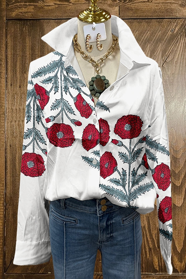 Classic Floral Print Long Sleeve Shirt