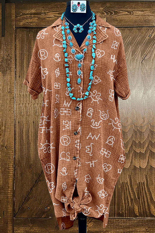 Casual Western Print Textured Dress