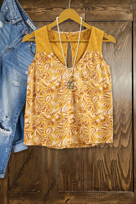 Casual Natural Print Paneled Vest