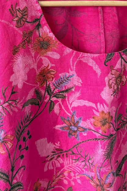 Beautiful Floral Print Cotton Linen Blouse