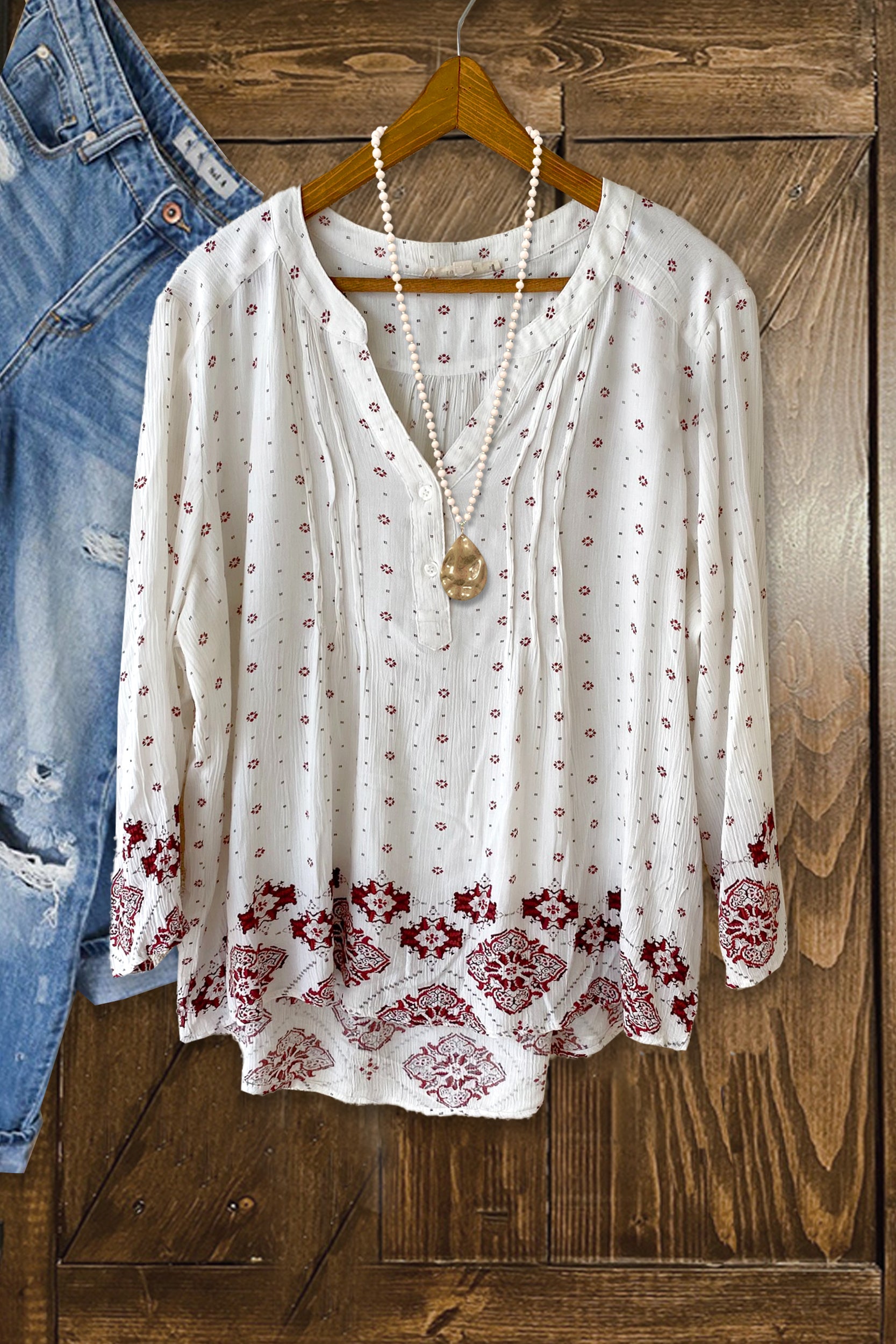 Classic Diamond Pattern Blouse