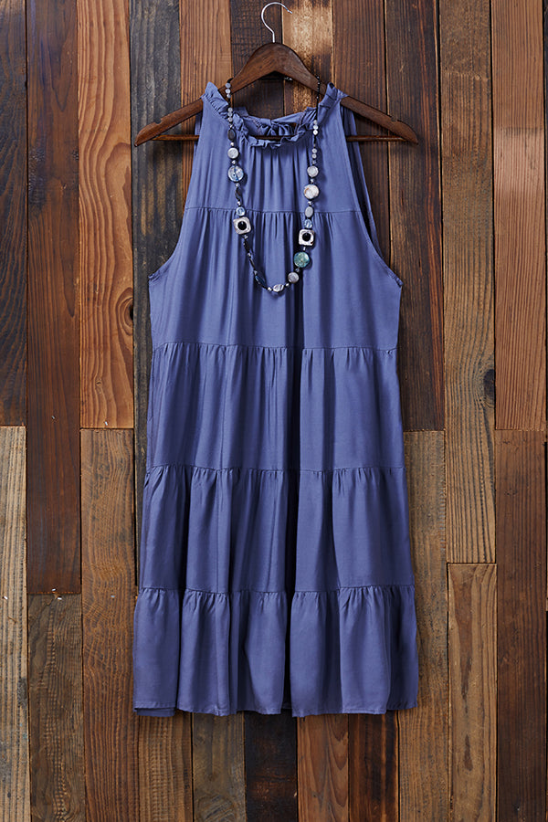 Sweet Ruffled Pleated Sleeveless Dress