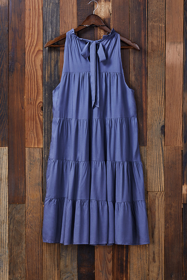 Sweet Ruffled Pleated Sleeveless Dress