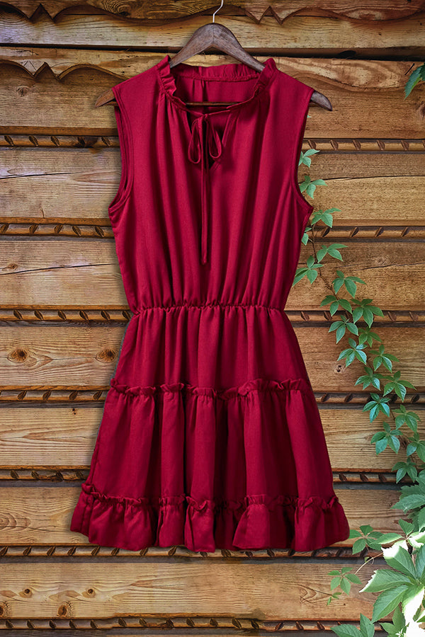 Loose Ruffled V-neck Sleeveless Dress