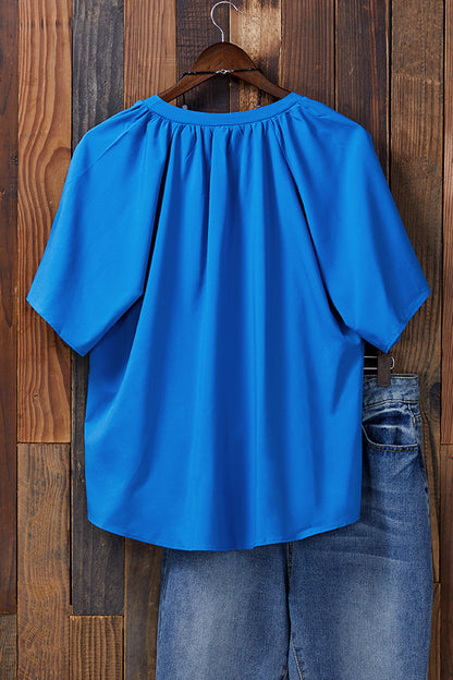 Loose Ruffle Sleeve V-neck T-shirt