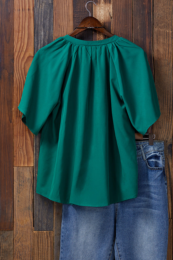 Loose Ruffle Sleeve V-neck T-shirt