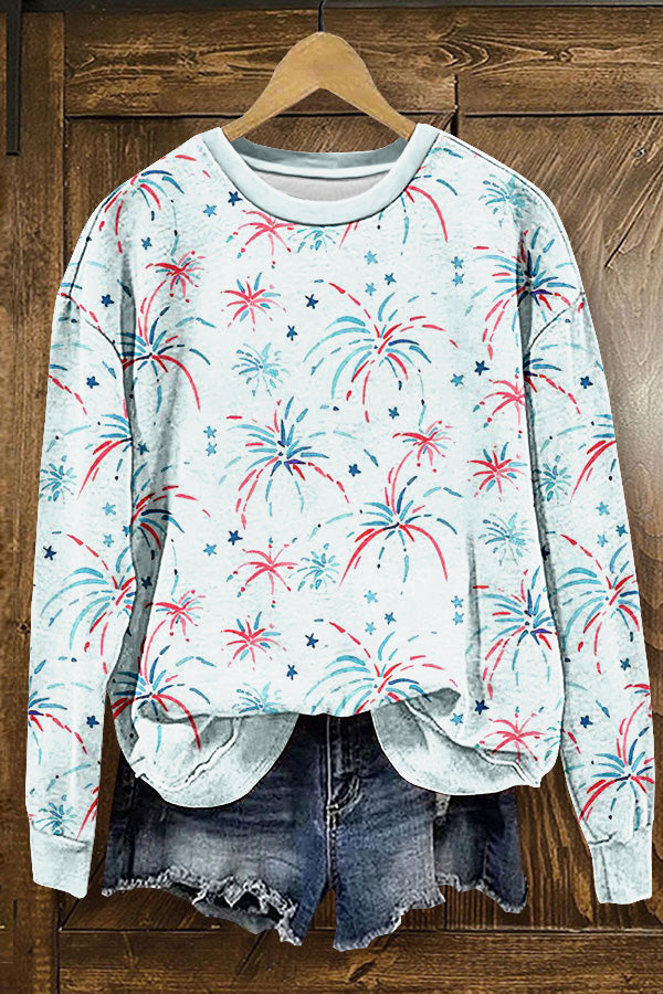 Cute Patriotic Day Print Sweatshirt