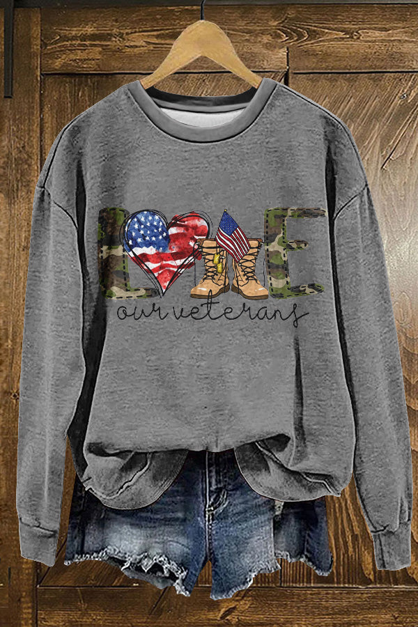 Retro America Patriotic Day Print Sweatshirt