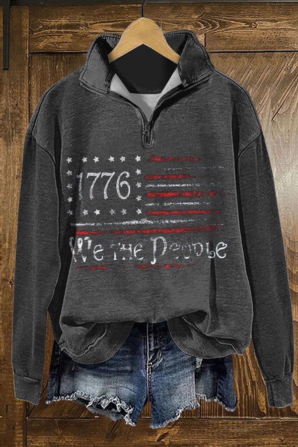 Retro America Patriotic Day Print Sweatshirt