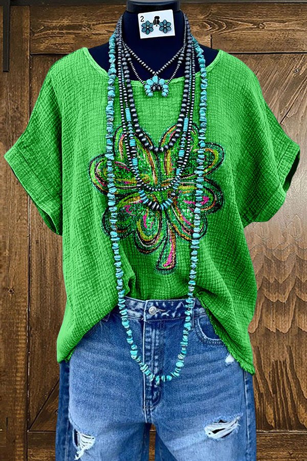 Cute St. Patrick's Day Shamrock Washed Dolman Sleeve T-shirt