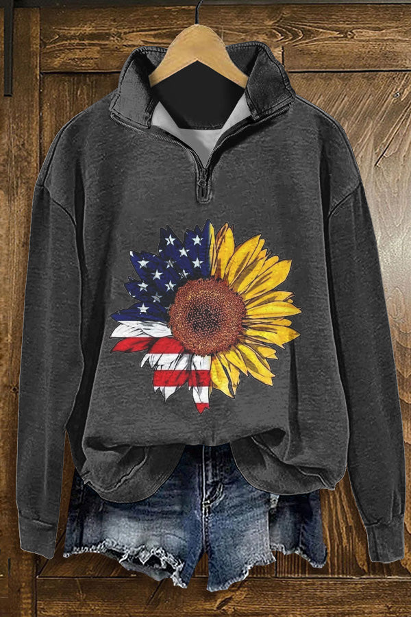 Retro America Patriotic Day Print Sweatshirt