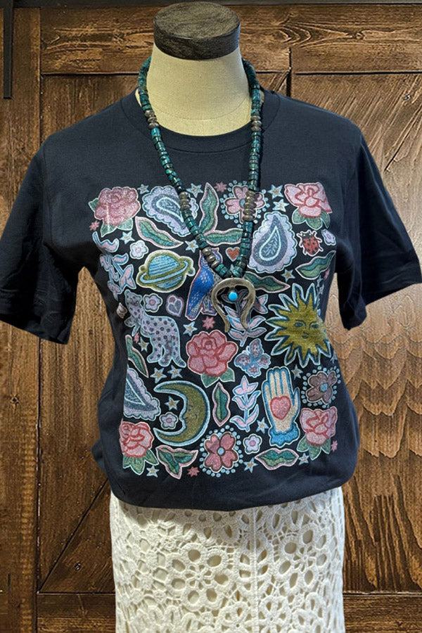 Vintage Western Rose Print T-Shirt