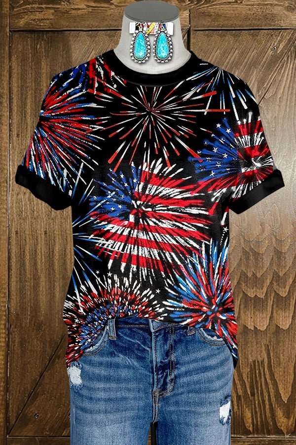 Vintage Patriot's Day Print T-Shirt