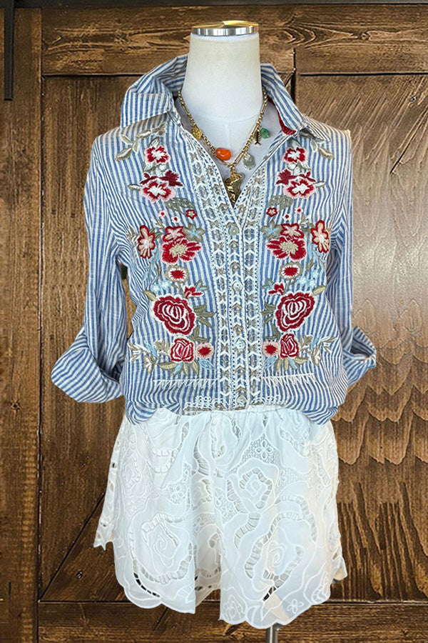 Beautiful Floral Embroidered Shirt