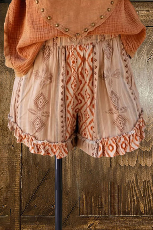 Bohemian Print Ruffle Shorts