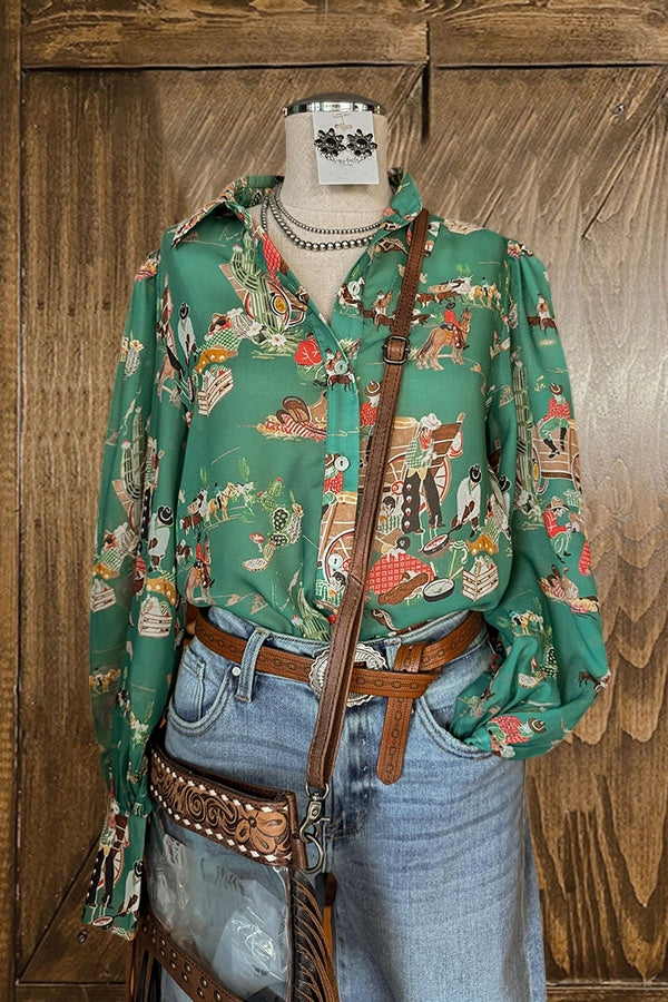 Western Life Scene Printed Shirt