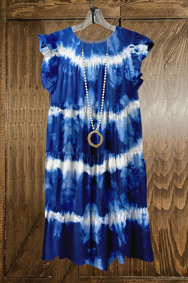 Tie-Dye Ruffled Mini Dress