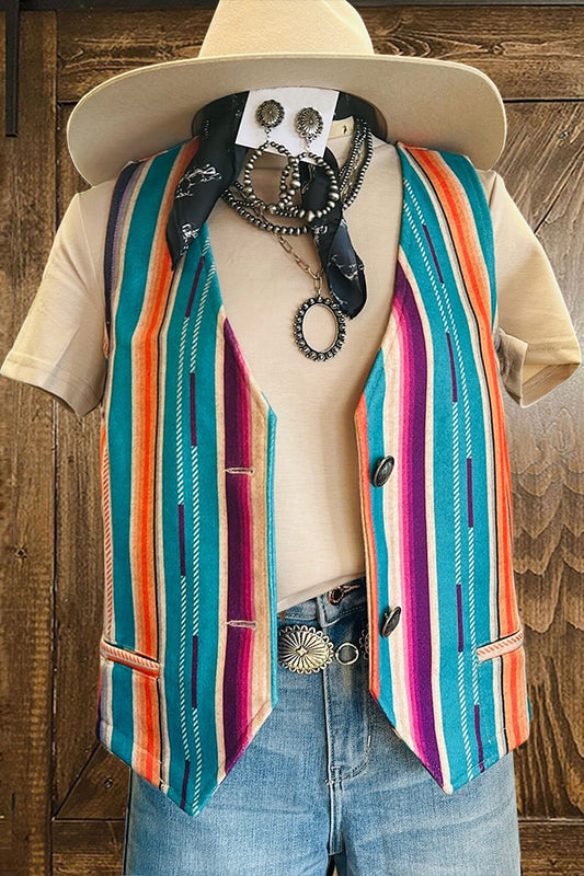 Western Turquoise Stripe Vest