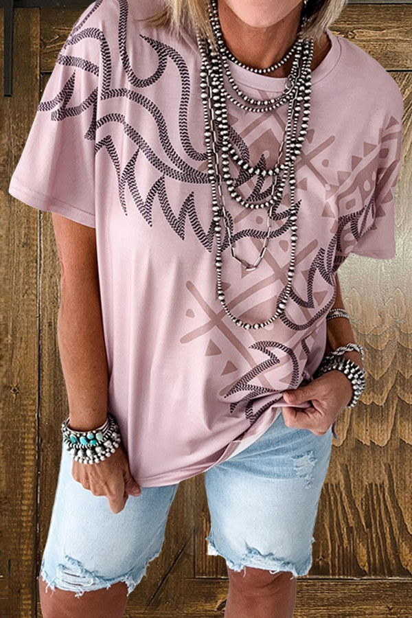 Boot Stitch Aztec Print T-Shirt