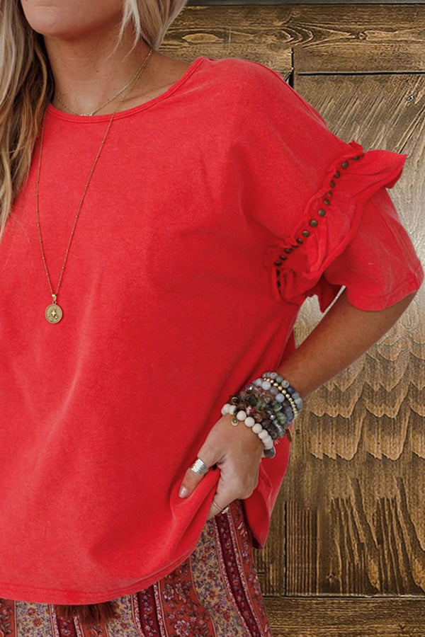 Ruffle Studded T-Shirt