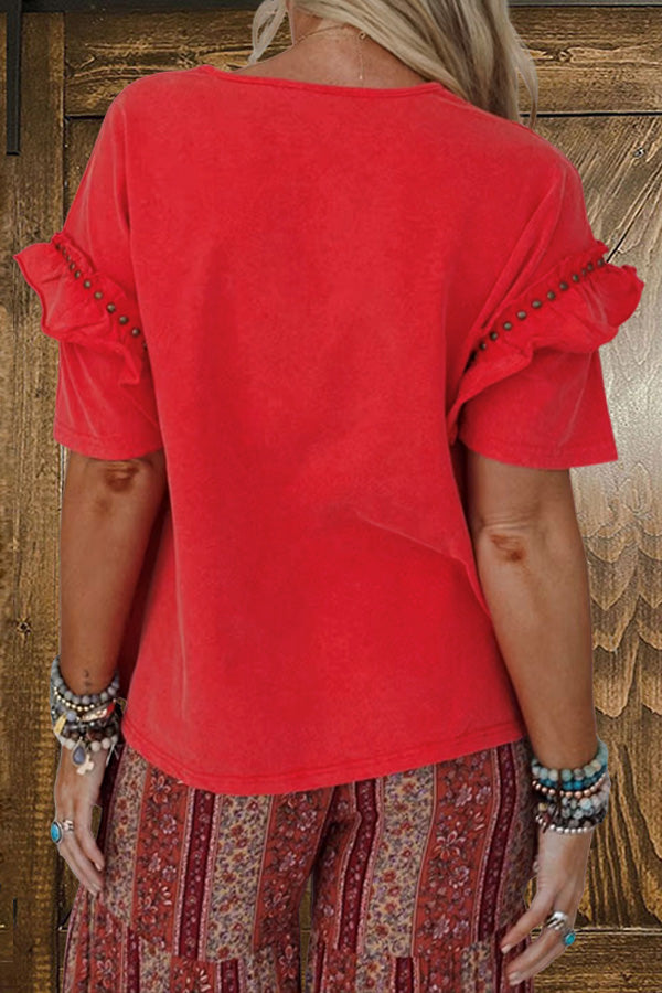 Ruffle Studded T-Shirt