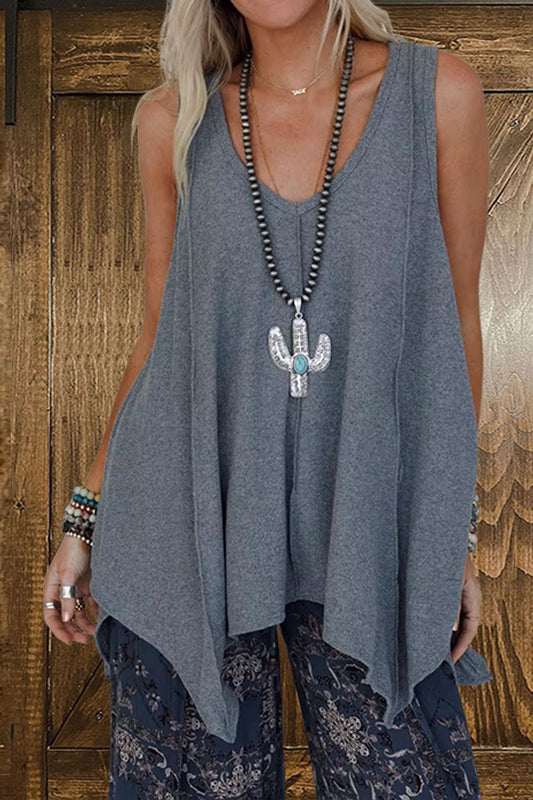 V-Neck Sleeveless Flowing Tank