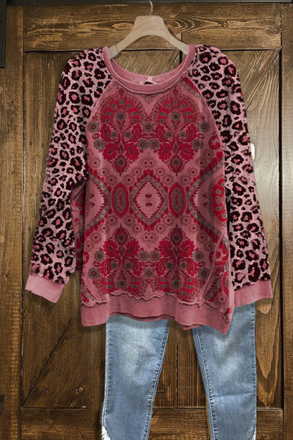 Retro Graphic-print Panelled Leopard Sweatshirt