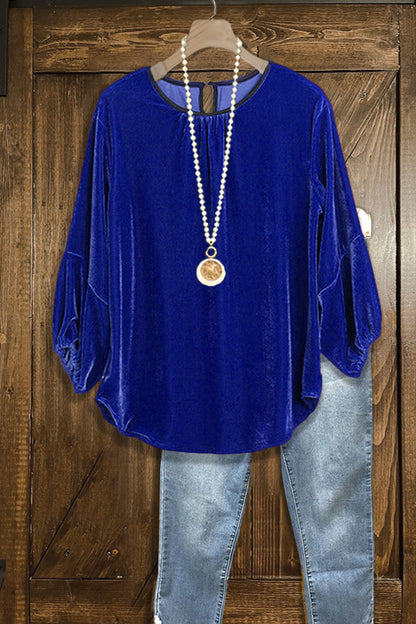 Vintage Velvet Crew Neck Smocked Top