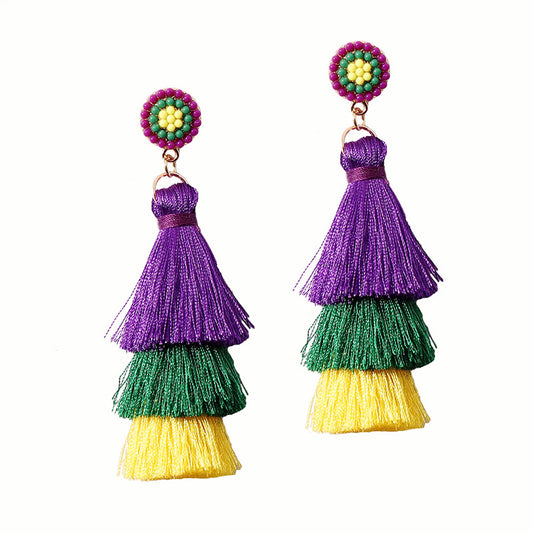 Mardi Gras Tassel Earrings