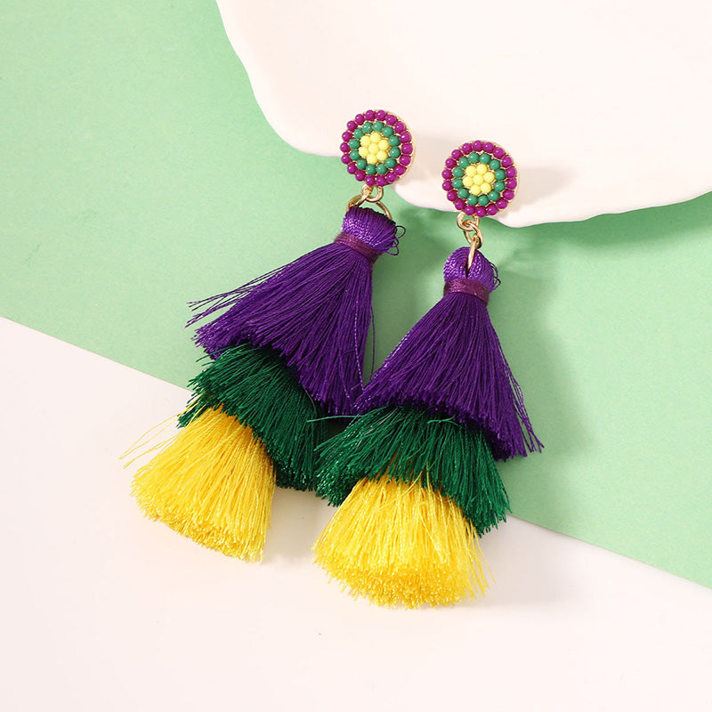 Mardi Gras Tassel Earrings