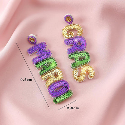 Sequined Mardi Gras Earrings