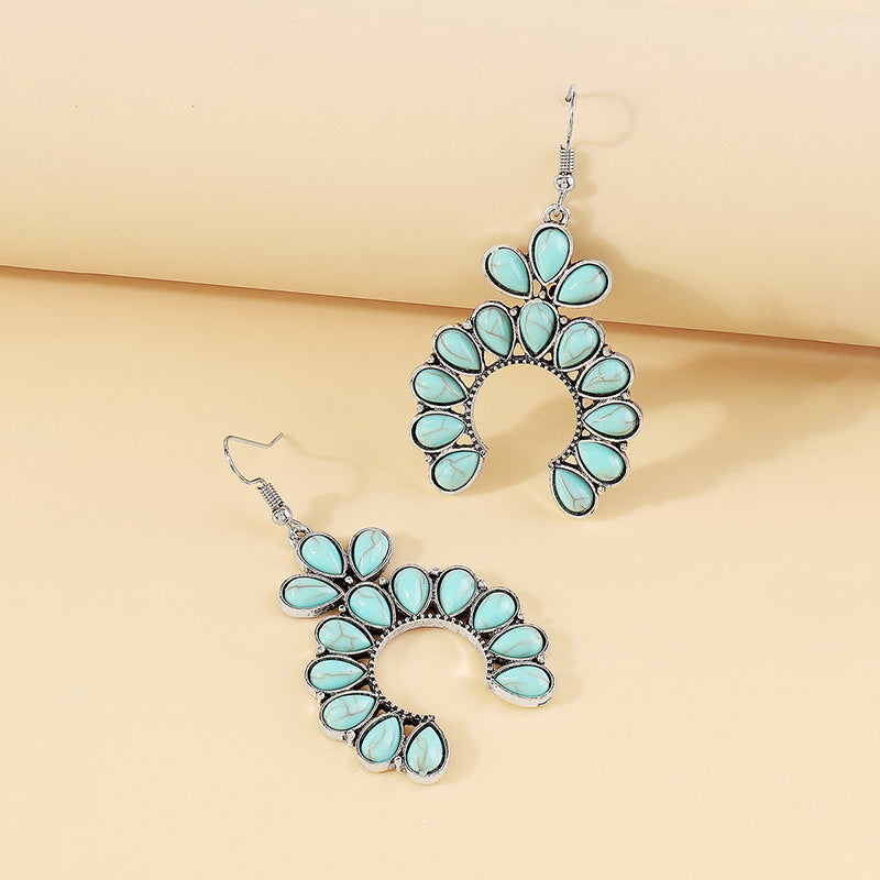 Vintage Turquoise Fan-shaped Earrings