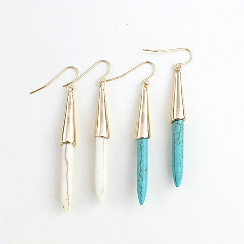 Vintage White Turquoise Needle Pin Earrings