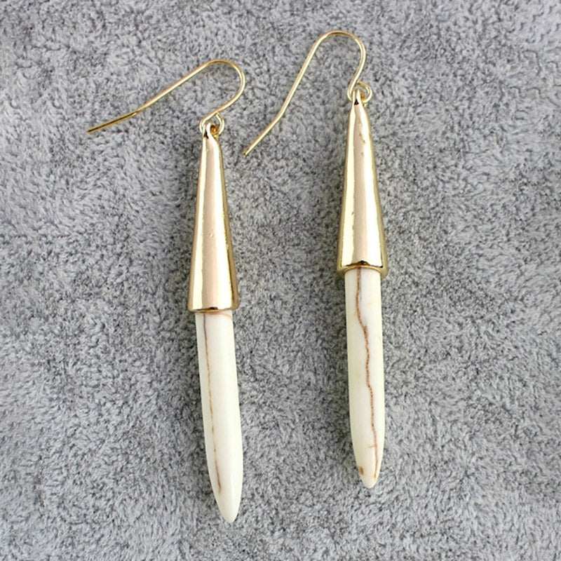 Vintage White Turquoise Needle Pin Earrings