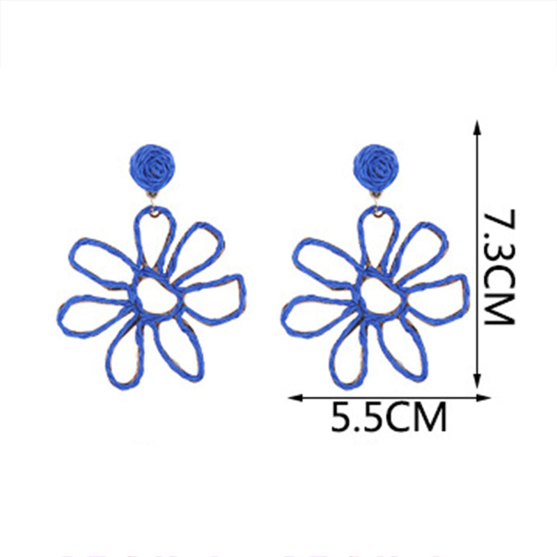 Vacation Braided Hollow Flower Earrings