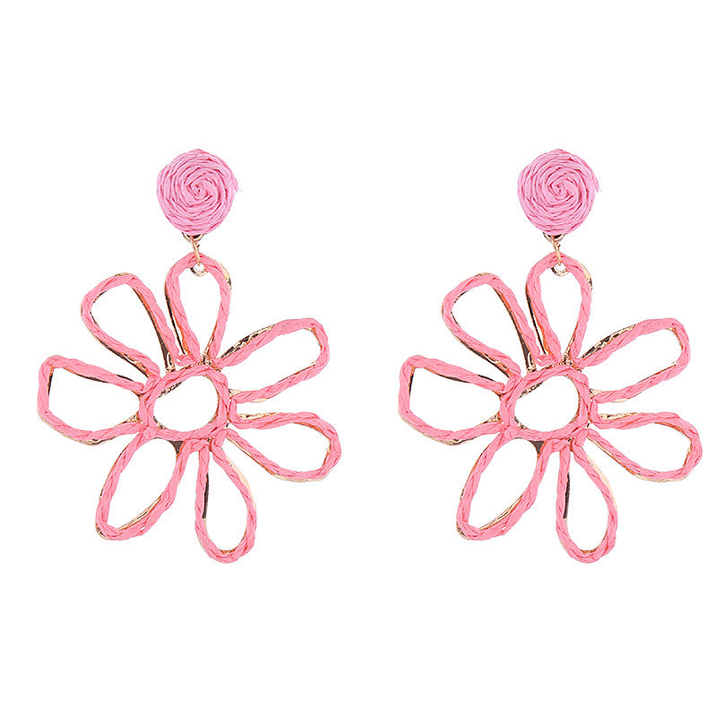 Vacation Braided Hollow Flower Earrings