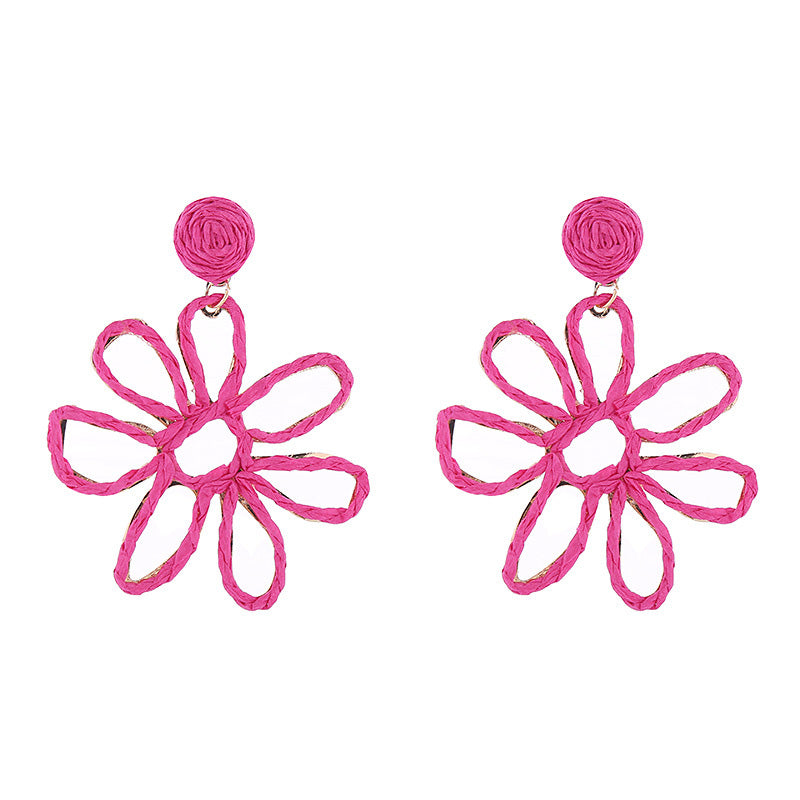 Vacation Braided Hollow Flower Earrings