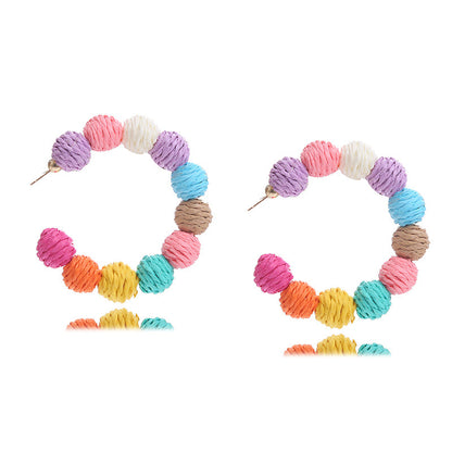 Beach Bohemian Braided Ball Earrings