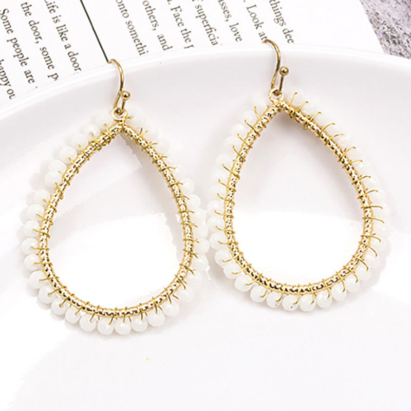 Bohemian Water Drop Cutout Bead Earrings