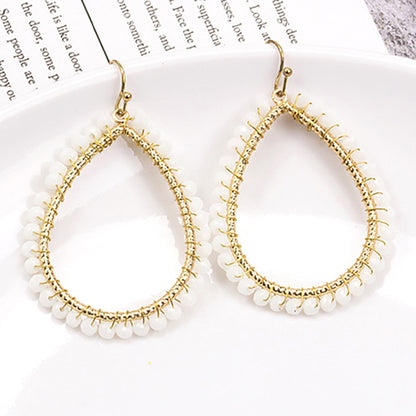 Bohemian Water Drop Cutout Bead Earrings