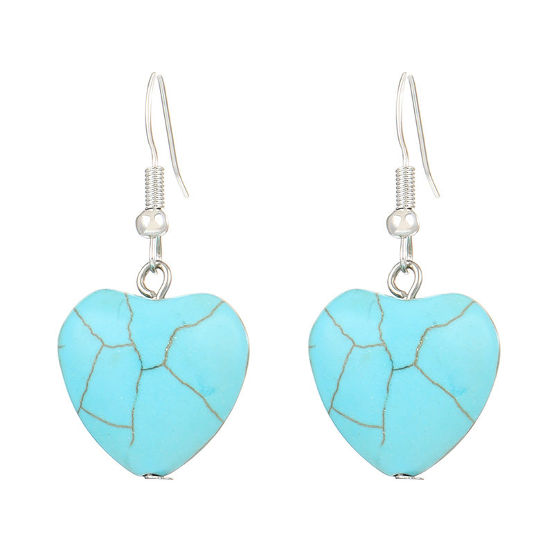 Retro Ethnic Style Heart Turquoise Earrings