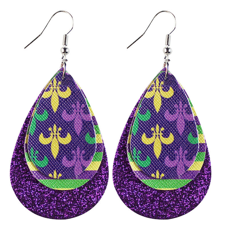 Mardi Gras Leather Earrings