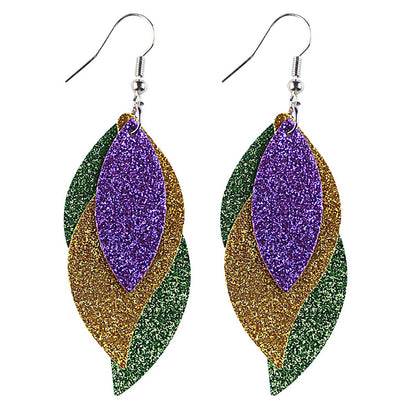 Mardi Gras Leather Earrings