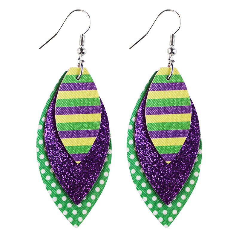 Mardi Gras Leather Earrings