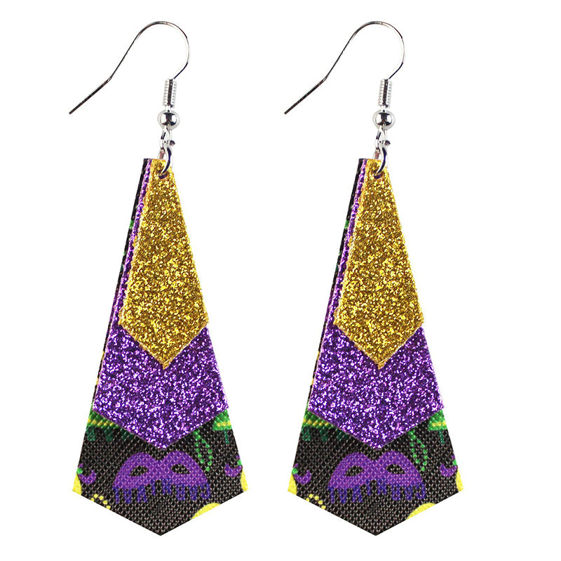 Mardi Gras Leather Earrings