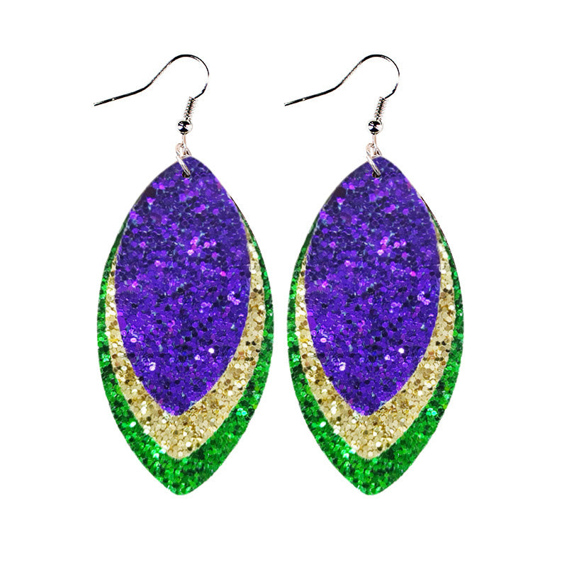 Mardi Gras Leather Earrings