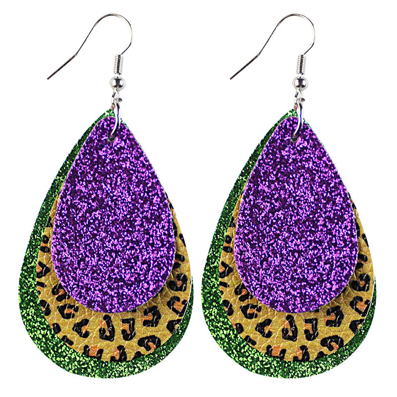 Mardi Gras Leather Earrings