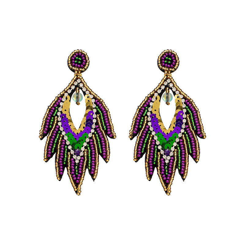 Mardi Gras Sequined Bead Earrings