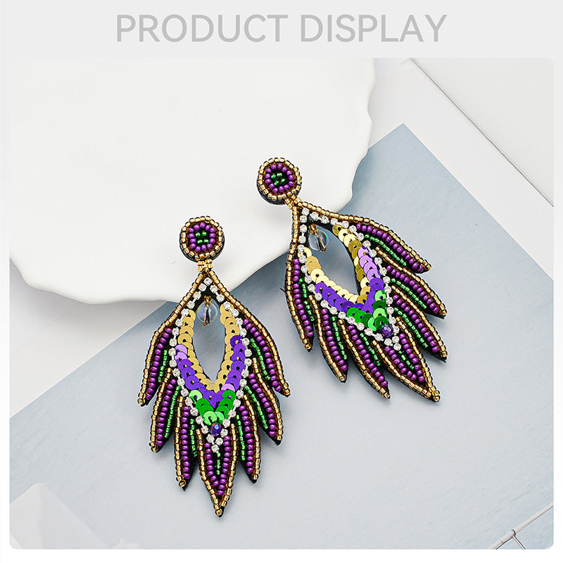 Mardi Gras Sequined Bead Earrings