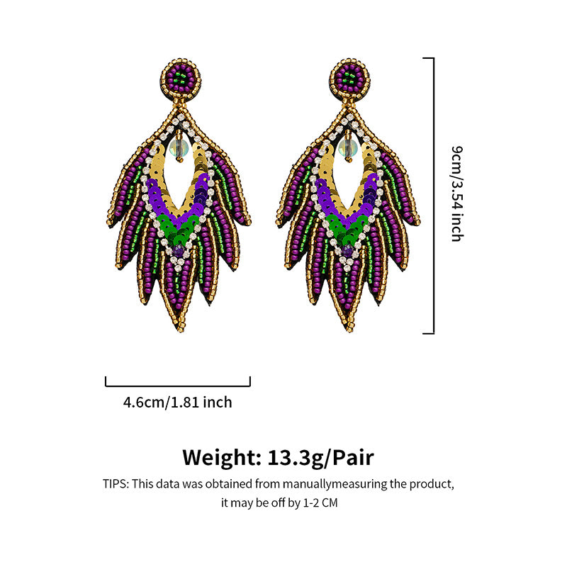 Mardi Gras Sequined Bead Earrings